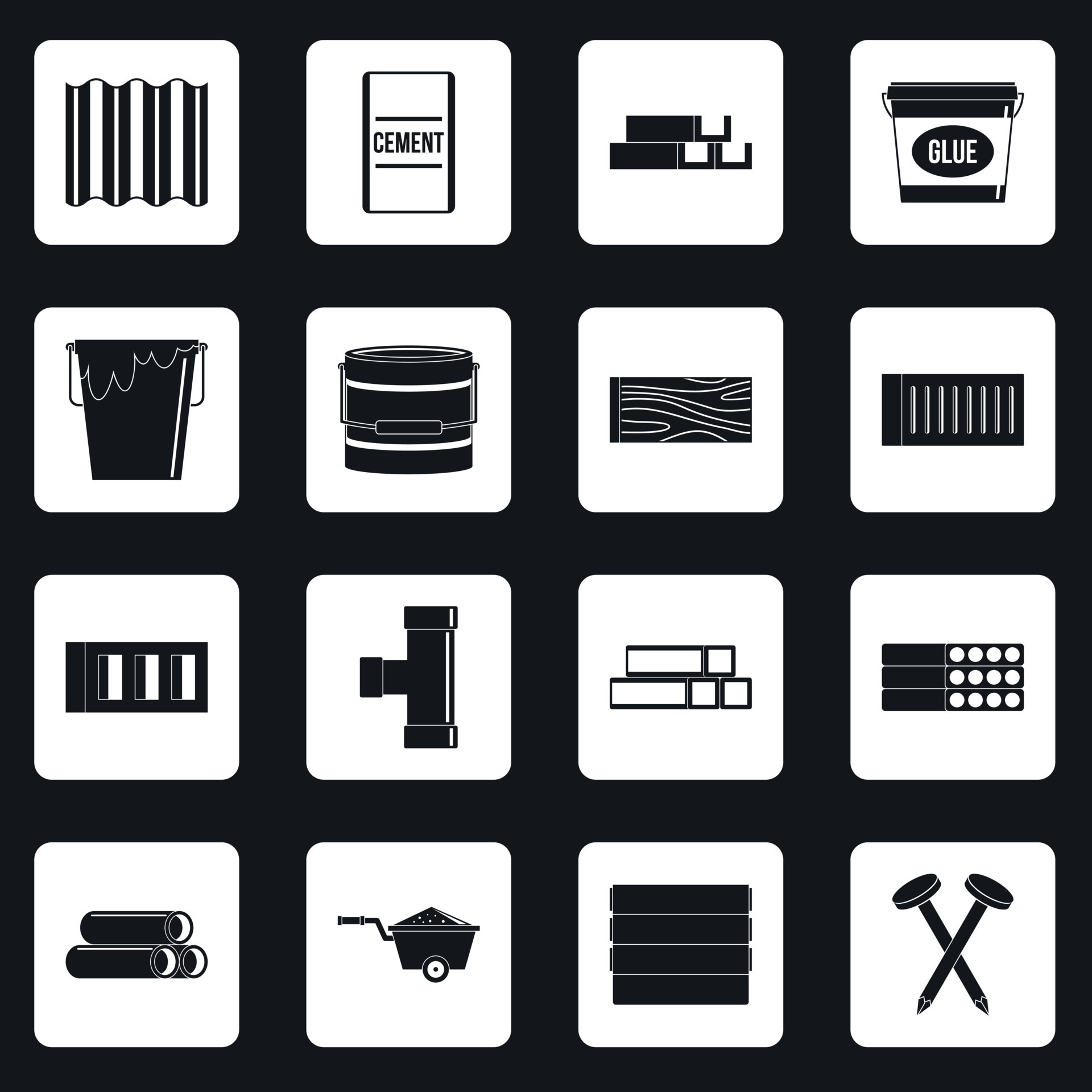 Building Materials Icons Set Squares Vector 8778601 Vector Art At Vecteezy Building Materials Icons Set Squares Vector 8778601 Vector Art At Vecteezy