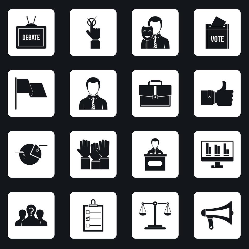 Election voting icons set squares vector