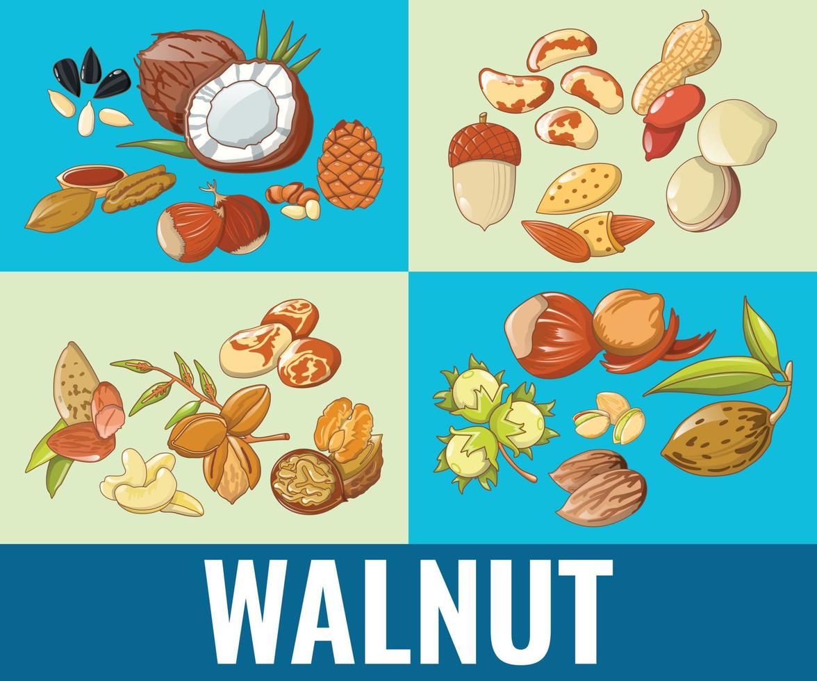 Walnut concept banner, cartoon style vector