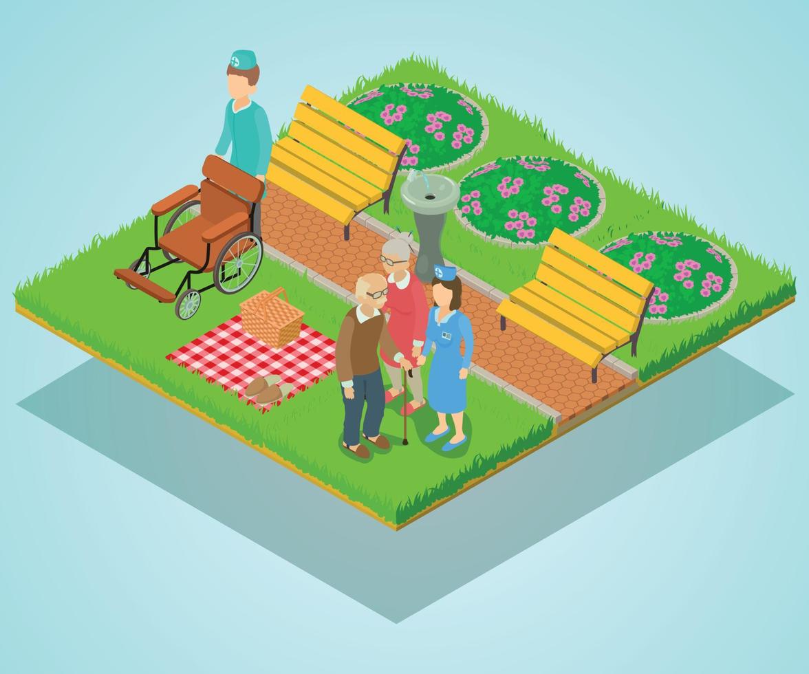 Nursing home concept banner, isometric style vector
