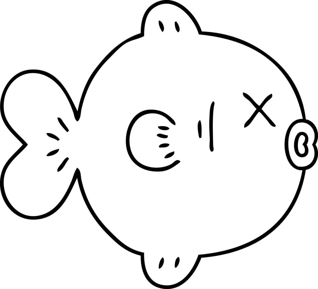 quirky line drawing cartoon fish vector