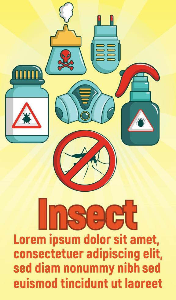 Insect concept banner, cartoon style vector