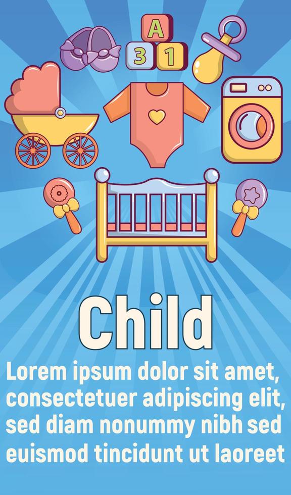 Child concept banner, cartoon style vector