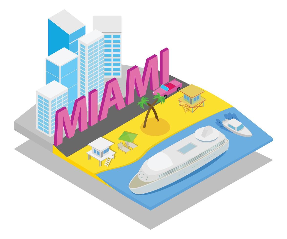 banner de concepto de miami, estilo isométrico vector