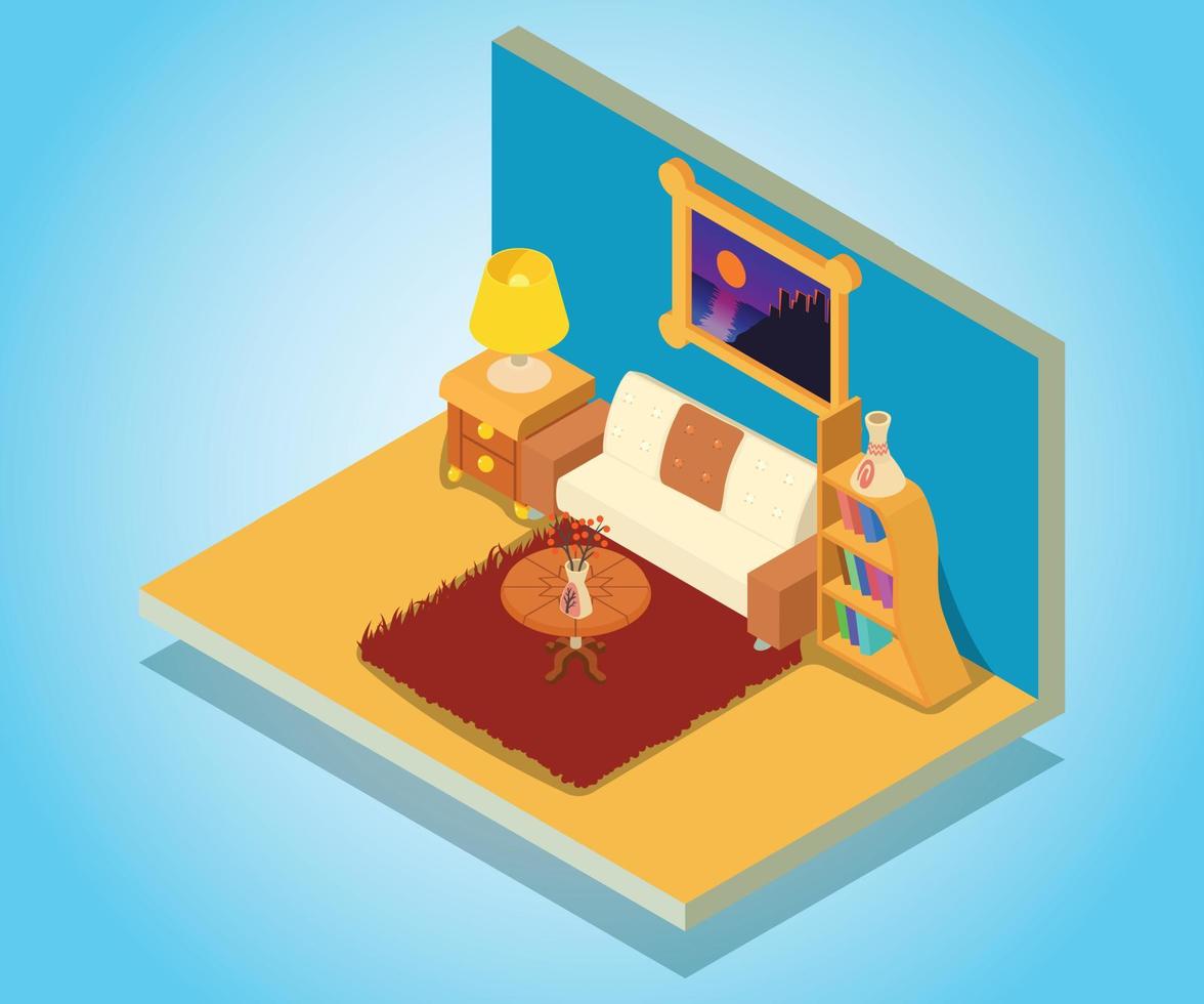 Sitting room concept banner, isometric style vector