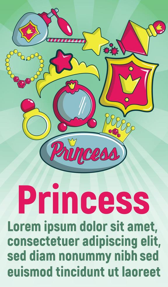 Princess concept banner, cartoon style vector