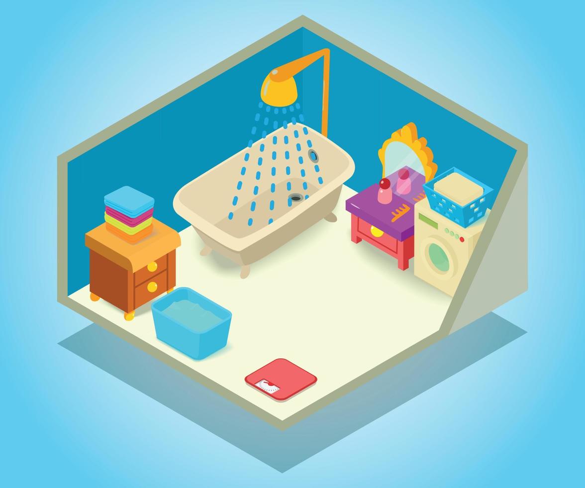 Bathtub concept banner, isometric style vector