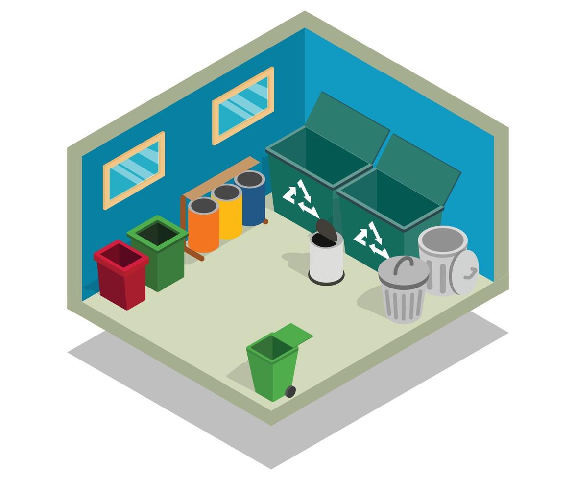 Trash concept banner, isometric style vector