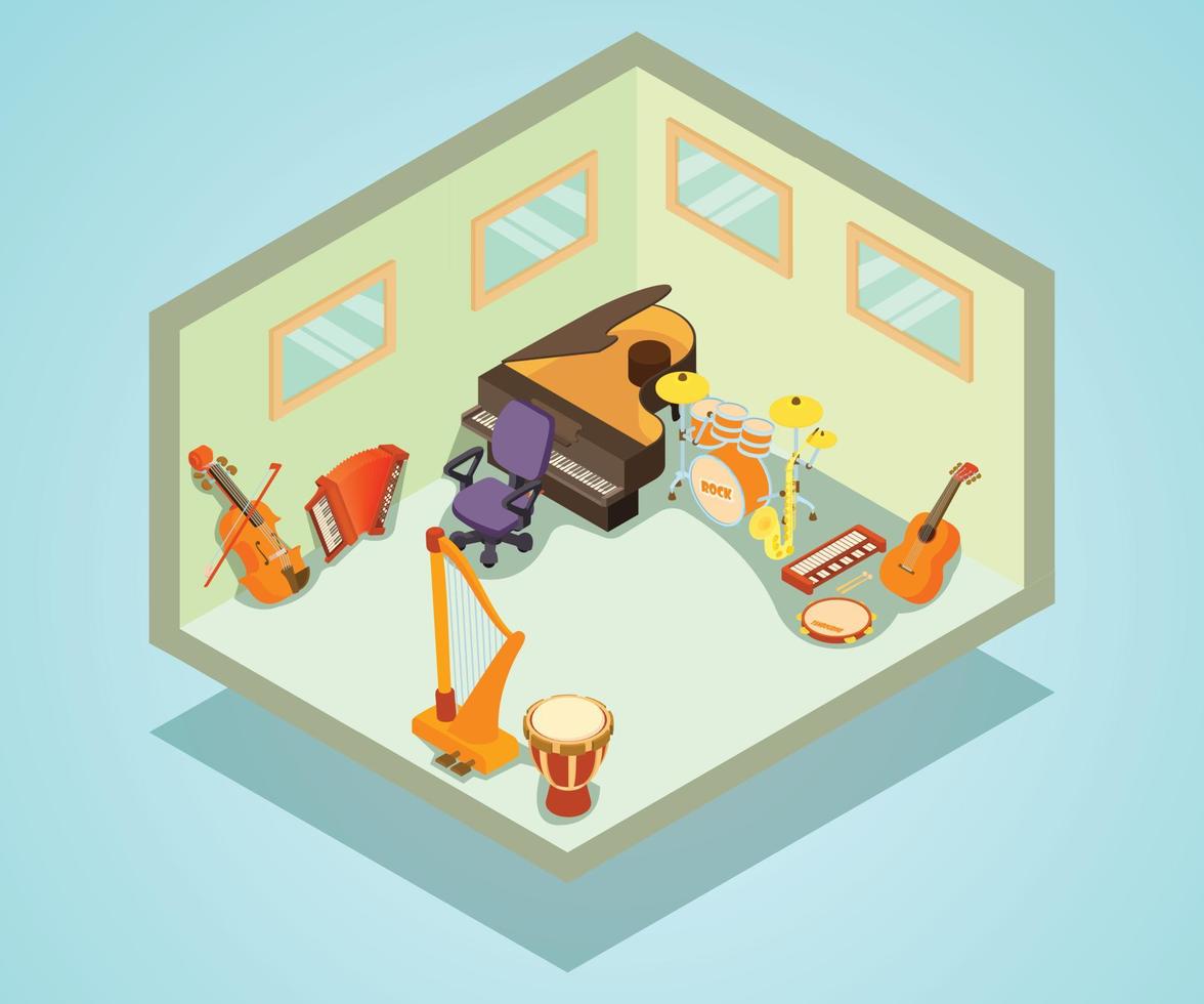 Music concept banner, isometric style vector