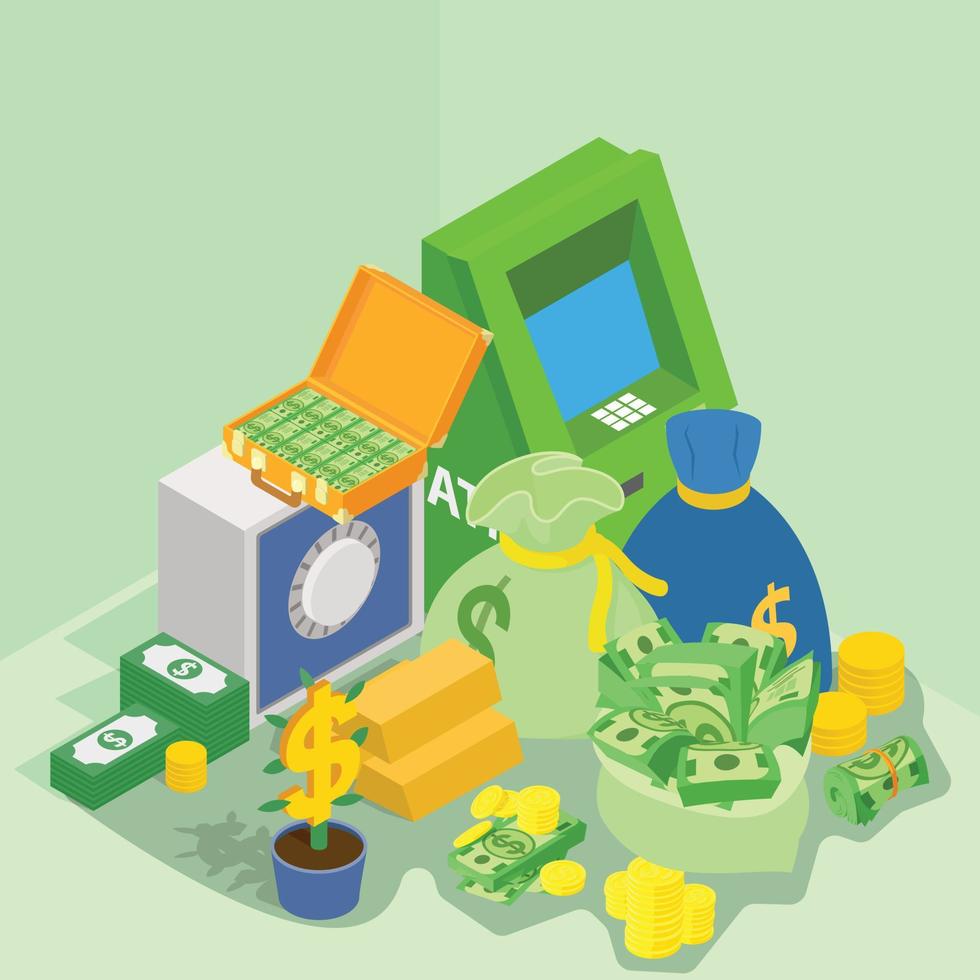 Quantity of money concept banner, isometric style vector