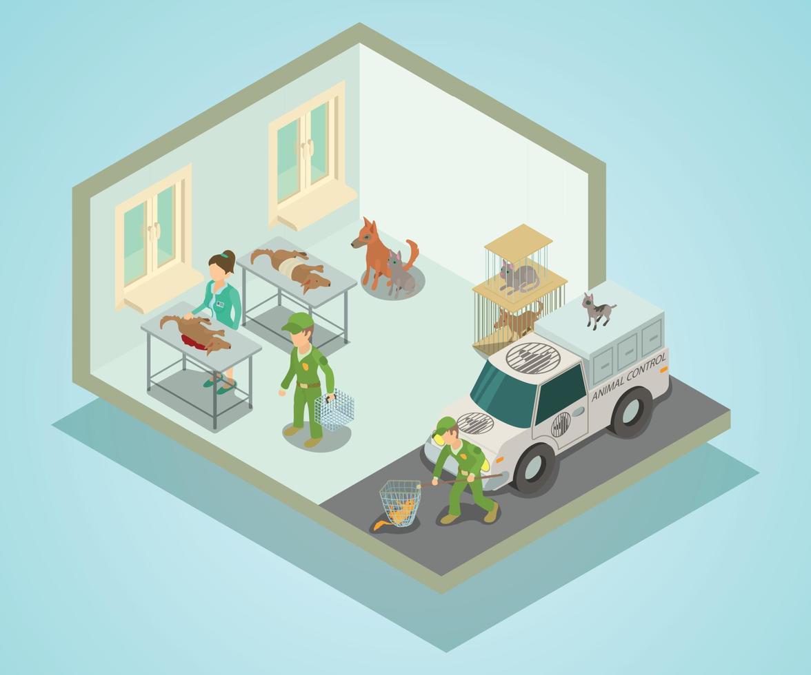 Veterinary clinic concept banner, isometric style vector