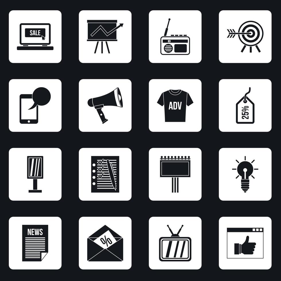 Advertisement icons set squares vector