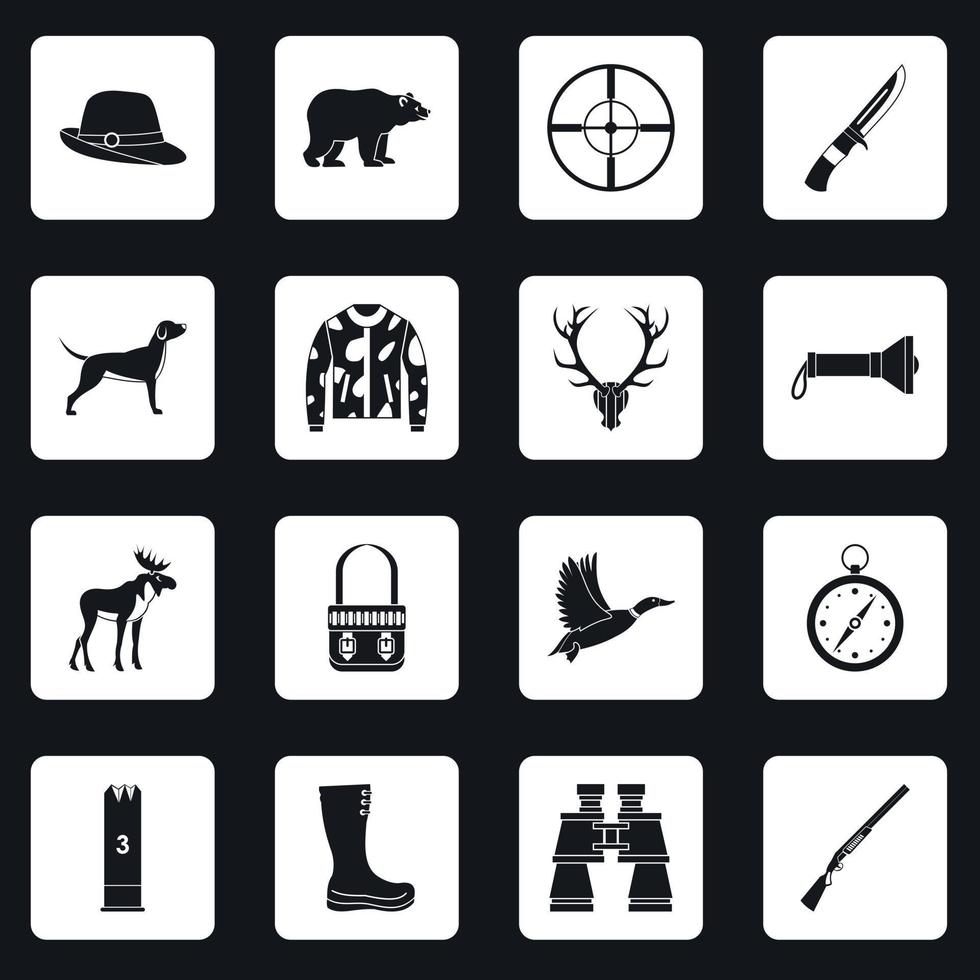 Hunting icons set squares vector