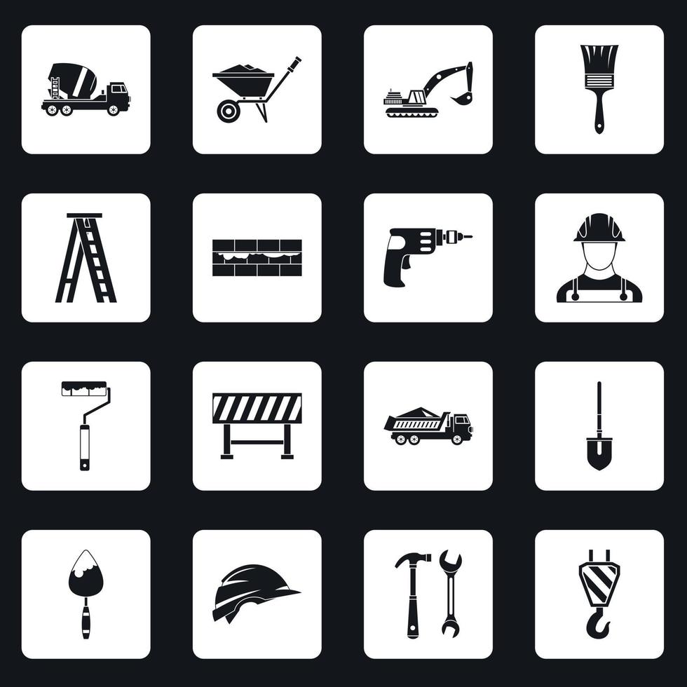 Construction icons set squares vector