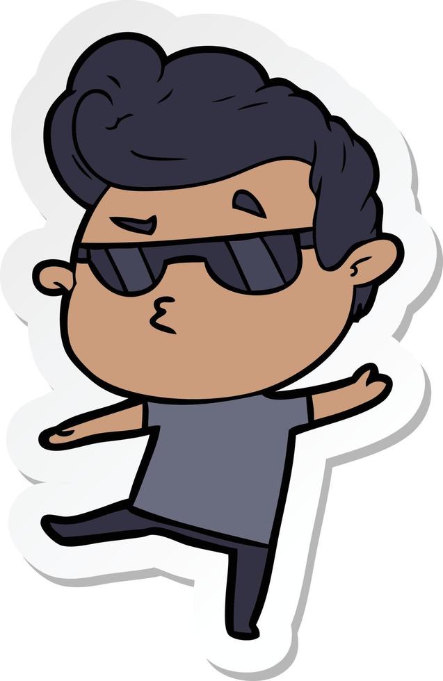 sticker of a cartoon cool guy vector