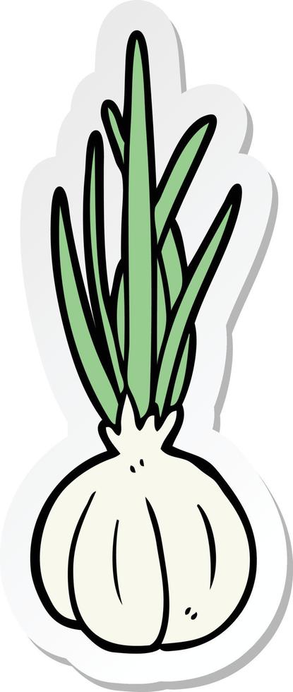 sticker of a cartoon garlic vector