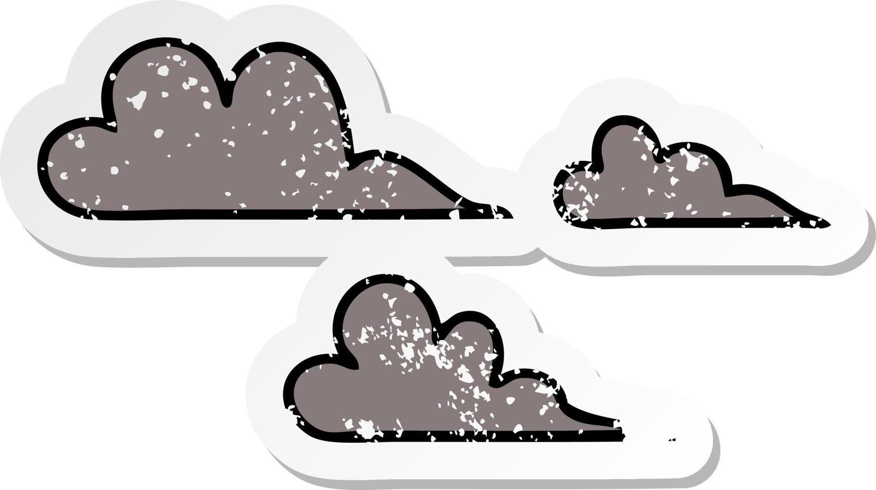 distressed sticker of a cute cartoon storm cloud vector