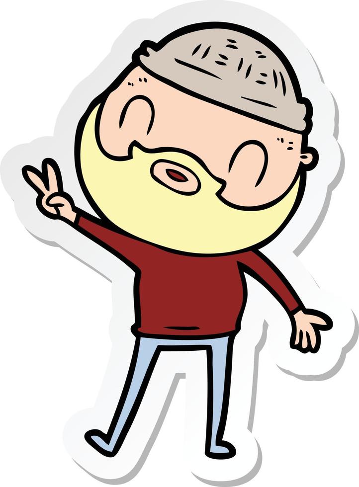 sticker of a cartoon bearded man vector