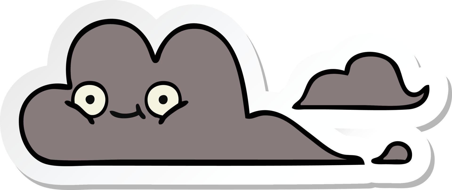 sticker of a cute cartoon storm cloud vector