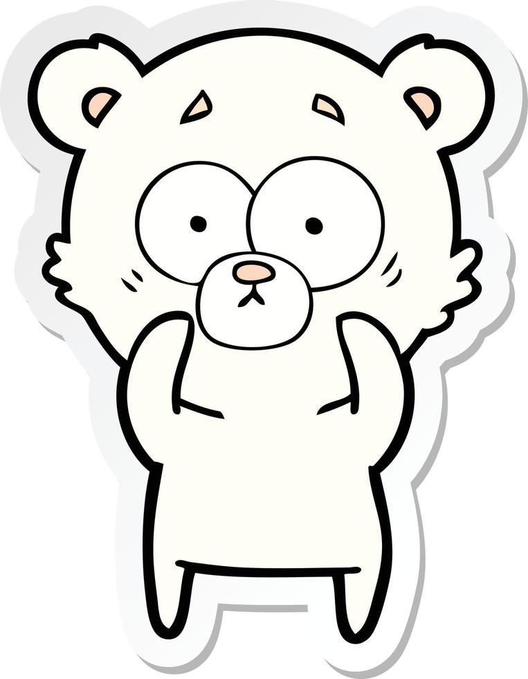 sticker of a surprised polar bear cartoon vector