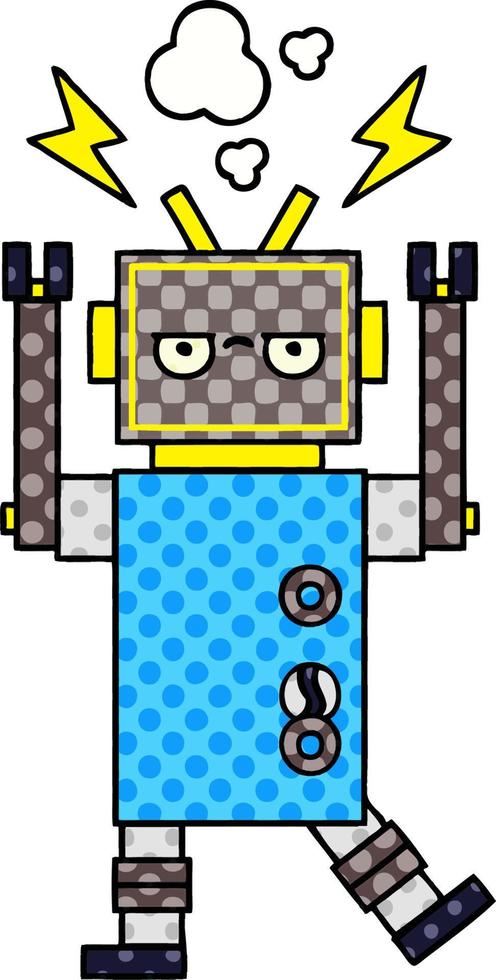 comic book style cartoon malfunctioning robot vector