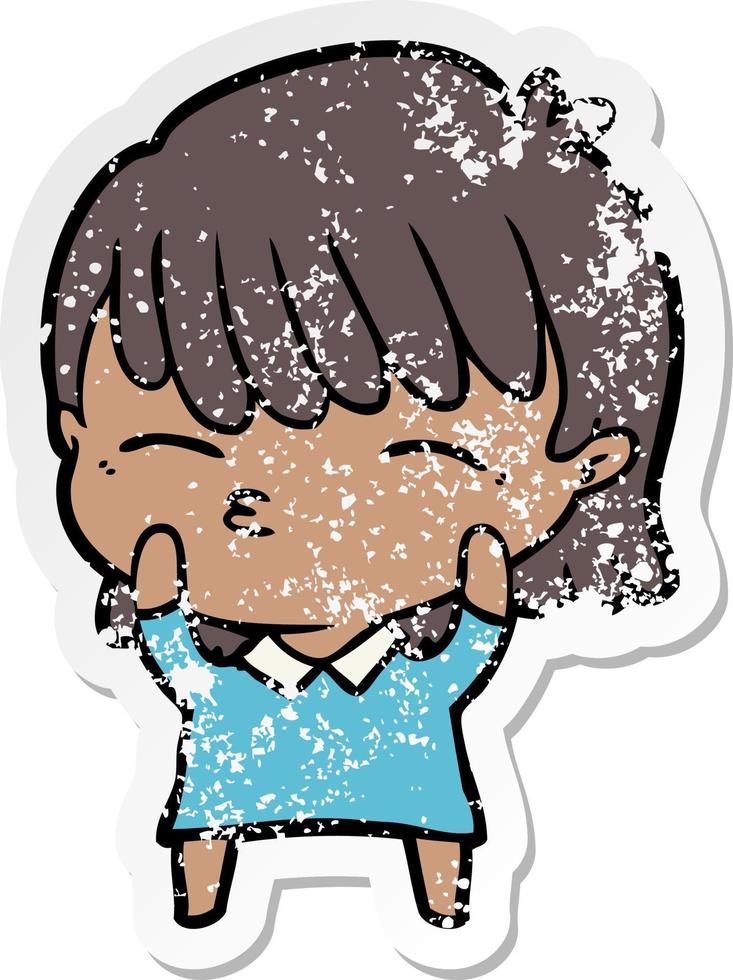 distressed sticker of a cartoon woman vector