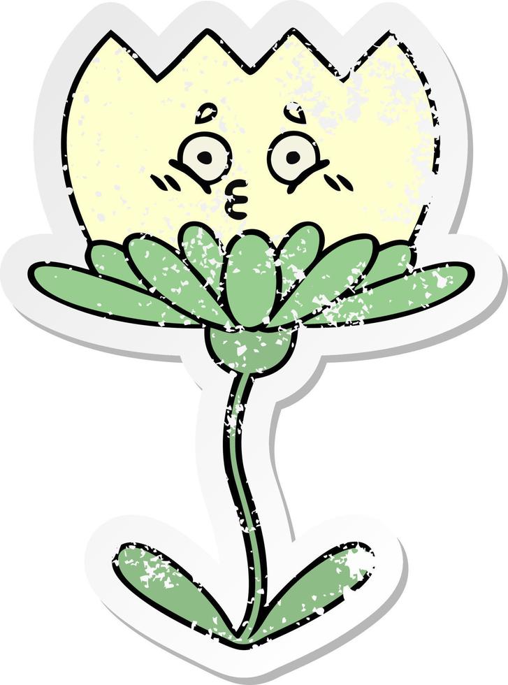 distressed sticker of a cute cartoon flower vector