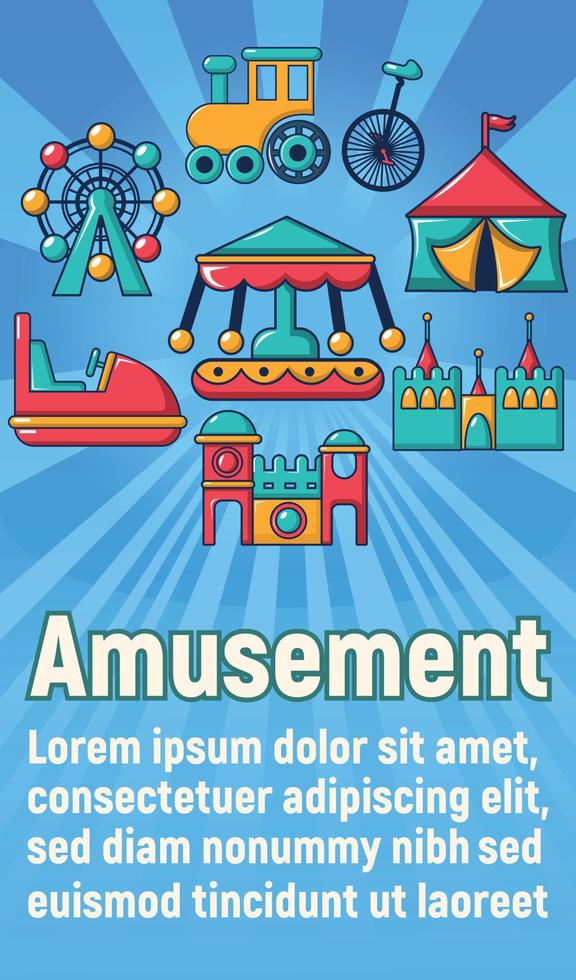 Amusement concept banner, cartoon style vector