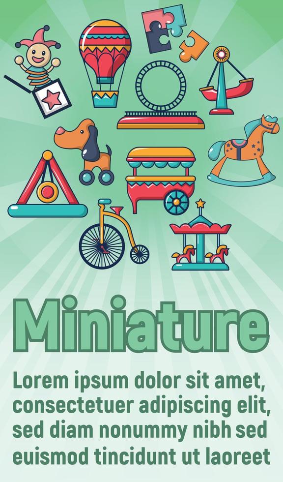 Miniature concept banner, cartoon style vector