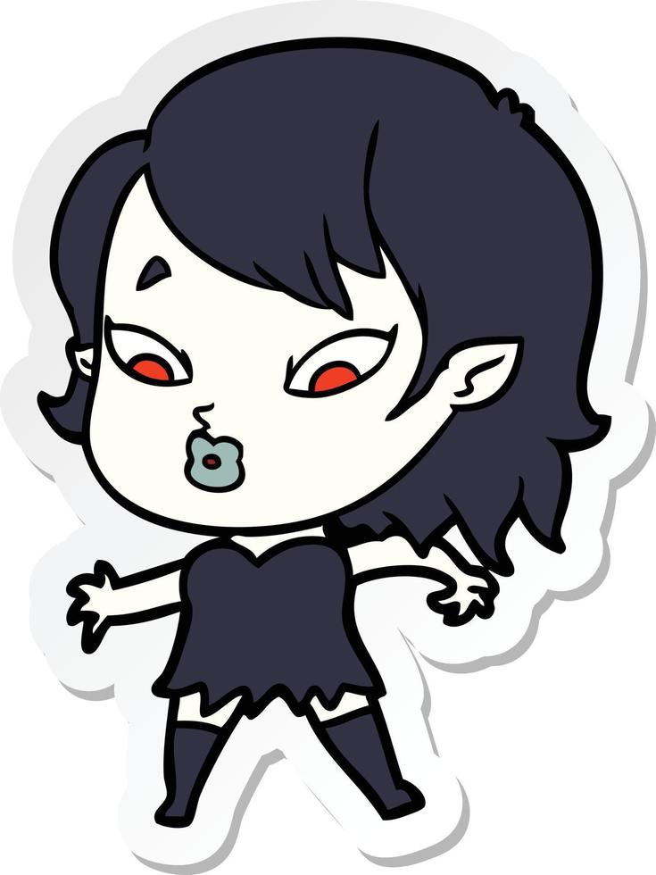 sticker of a cute cartoon vampire girl vector