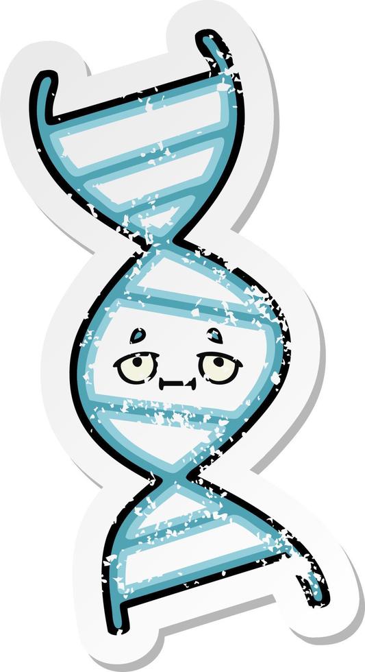 distressed sticker of a cute cartoon DNA strand vector