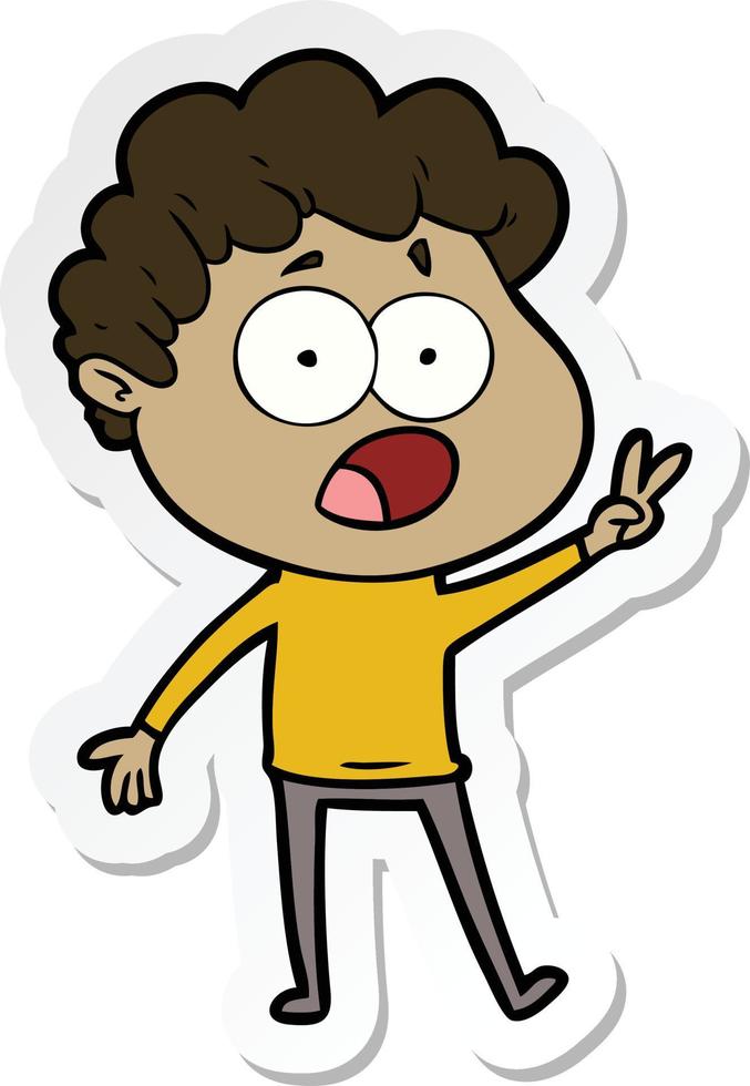 sticker of a cartoon man gasping in surprise vector
