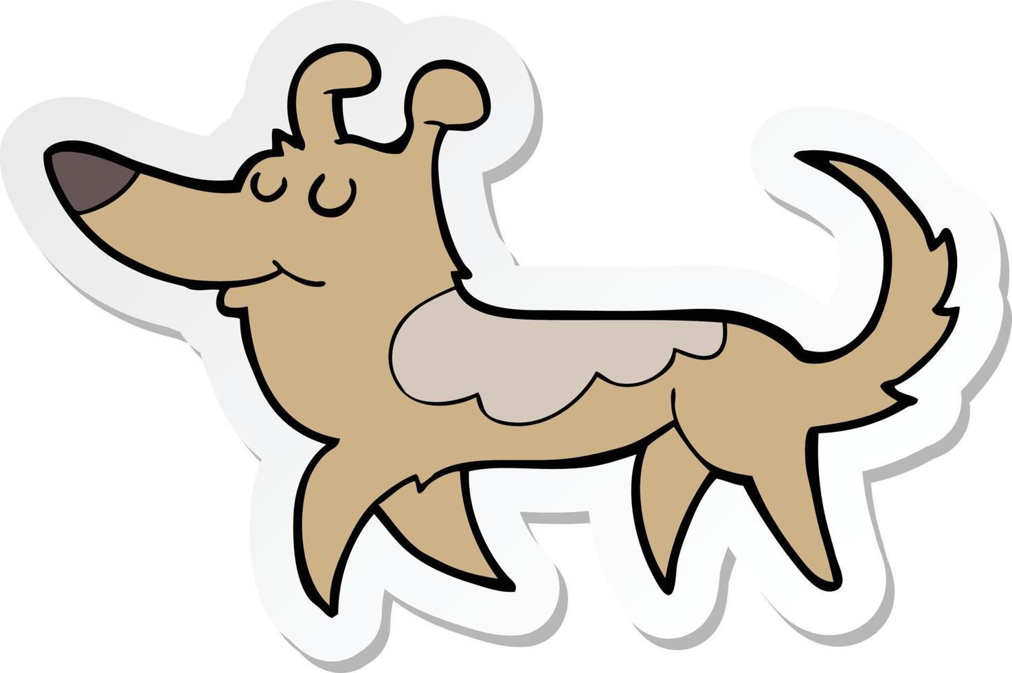 sticker of a cartoon dog vector