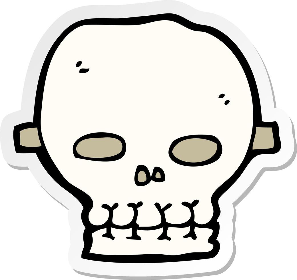 sticker of a cartoon spooky skull mask vector