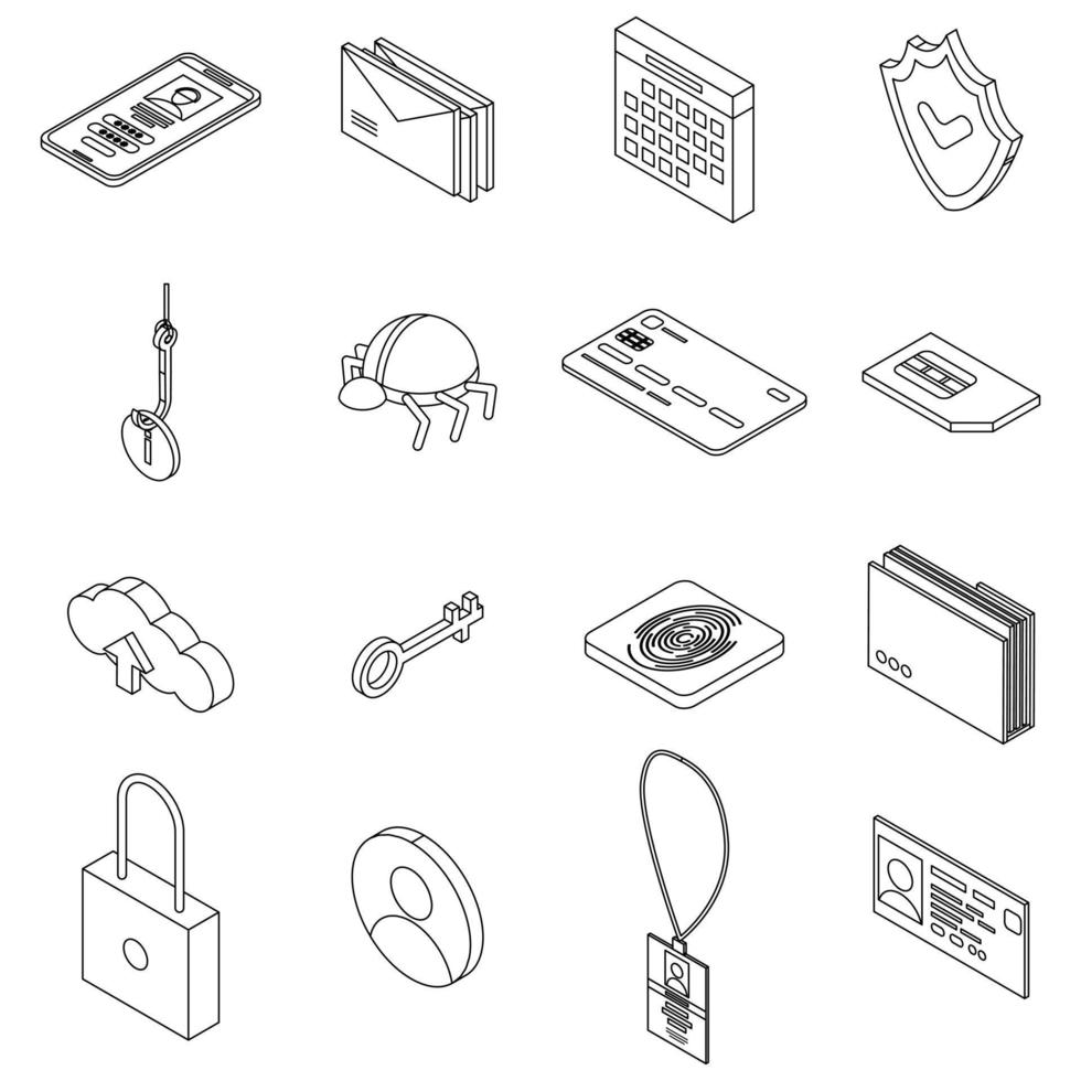 Personal information icons set vector outline