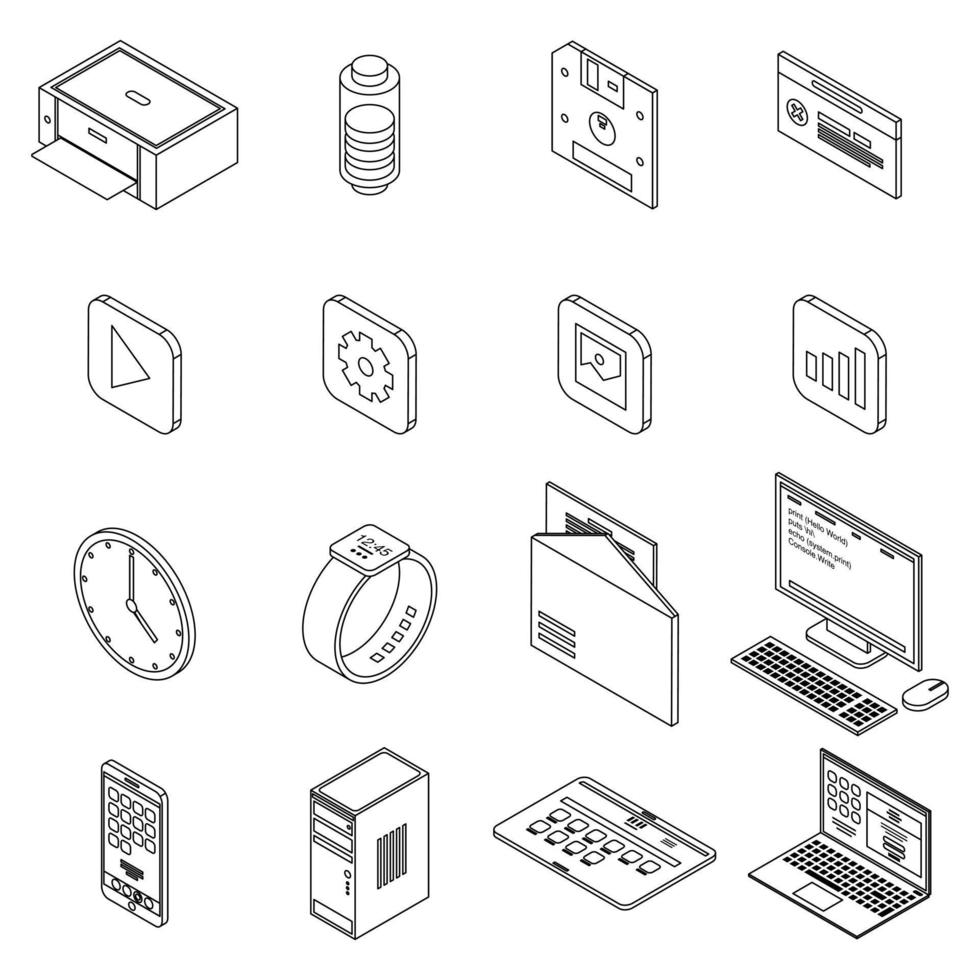 Operating system icons set vector outline