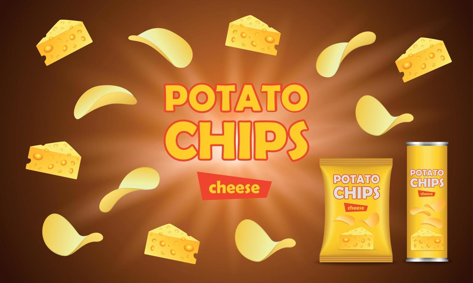 Chips potato concept background, realistic style vector