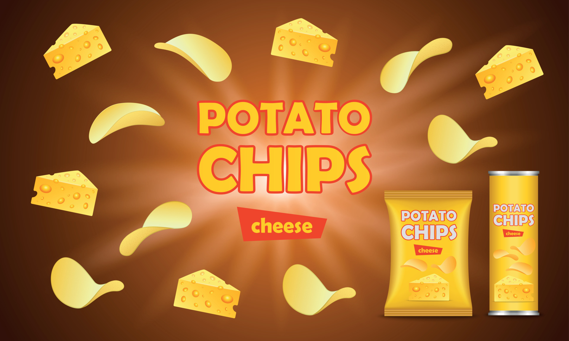Chips potato concept background, realistic style 8778956 Vector Art at