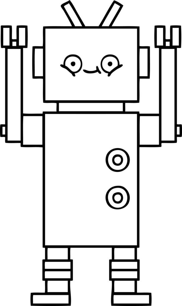 line drawing cartoon robot vector