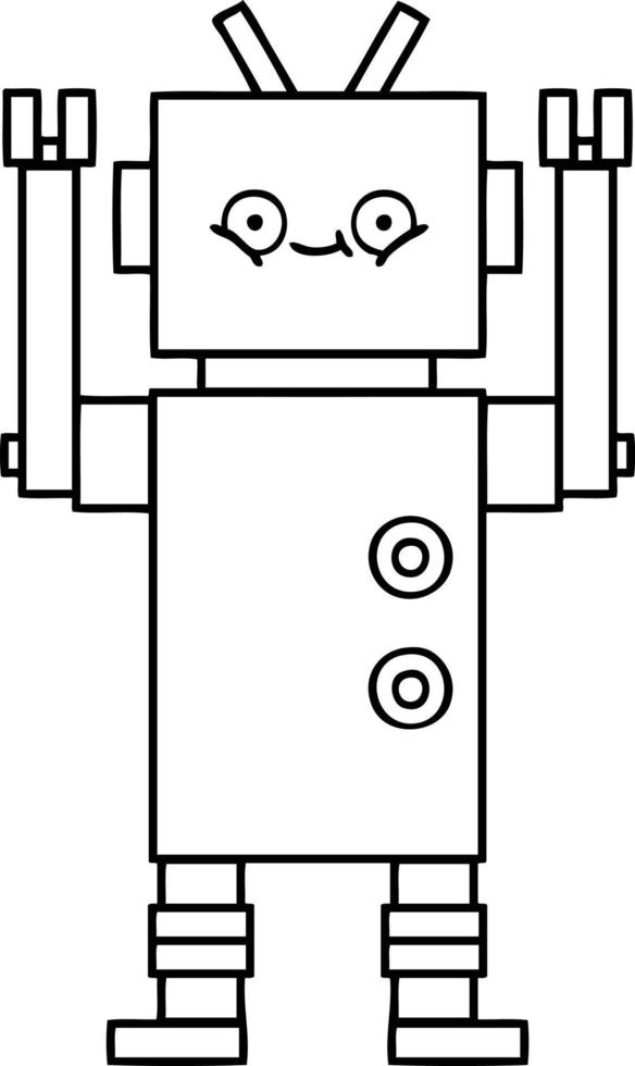 line drawing cartoon robot vector