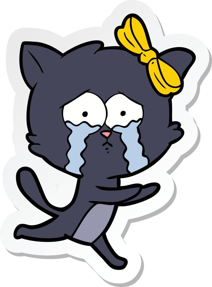 sticker of a cartoon cat vector