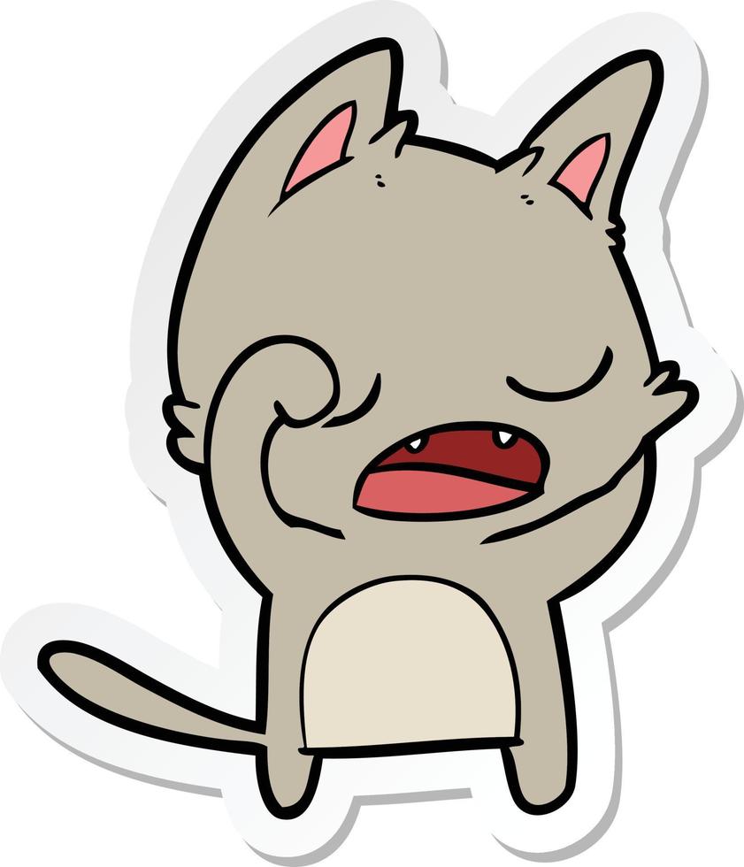 sticker of a talking cat cartoon vector