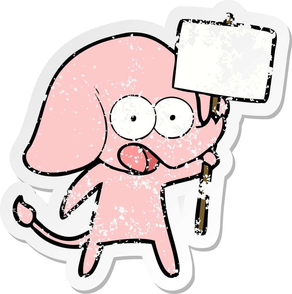 distressed sticker of a cute cartoon elephant vector