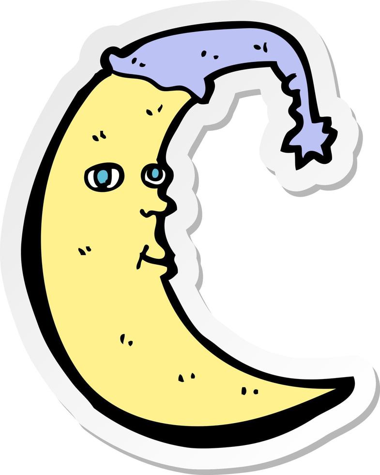 sticker of a sleepy moon cartoon vector