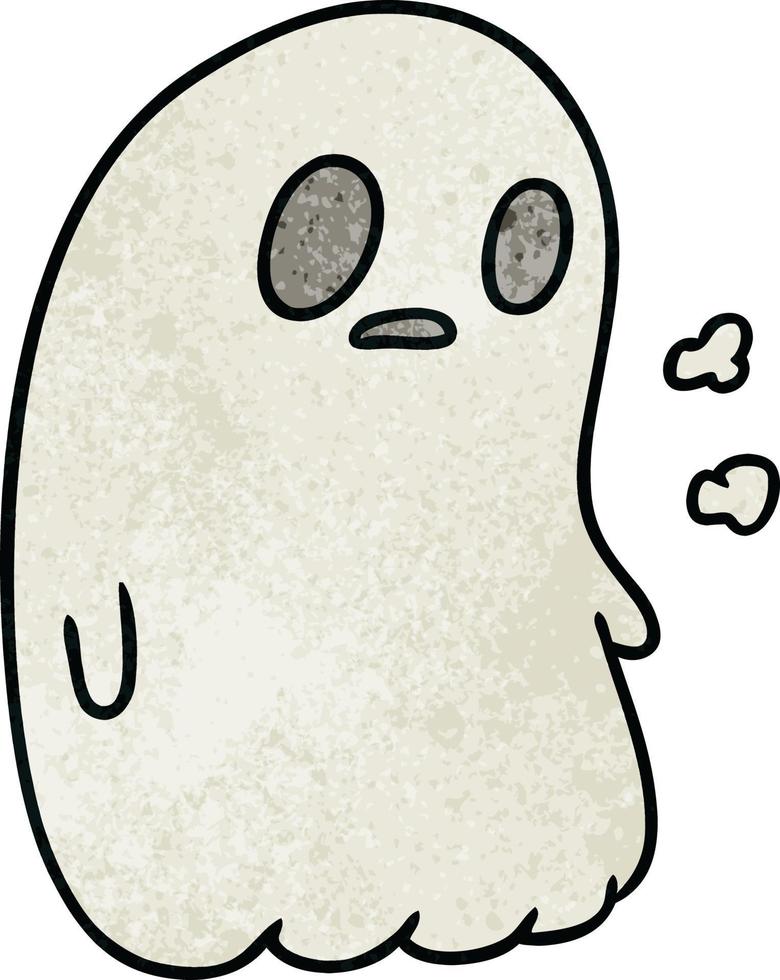 textured cartoon of a kawaii cute ghost vector