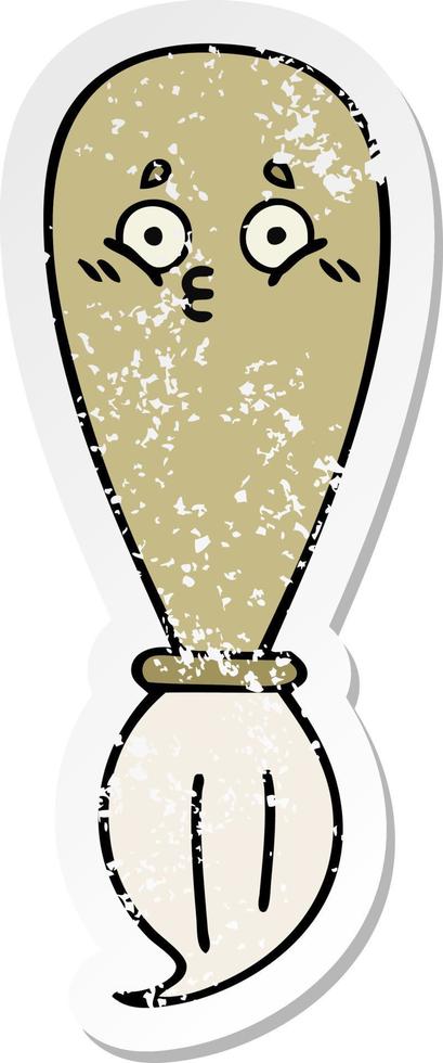distressed sticker of a cute cartoon paint brush vector