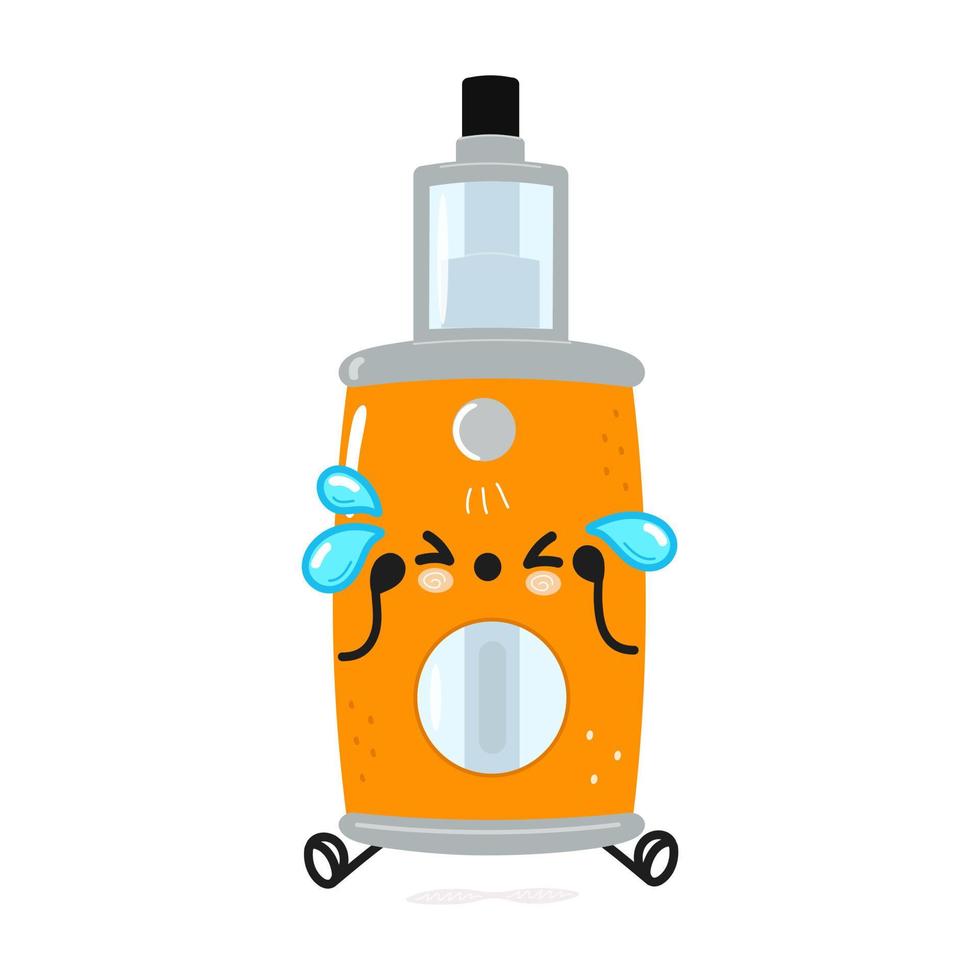 Cute sad vape character. Vector hand drawn cartoon kawaii character illustration icon. Isolated on white background. Sad vape character concept