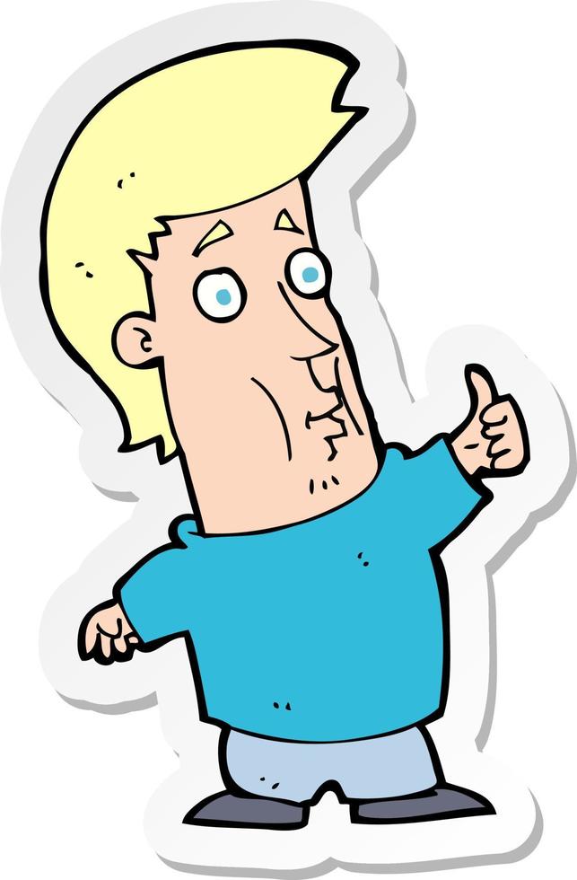 sticker of a cartoon man giving thumbs up sign vector