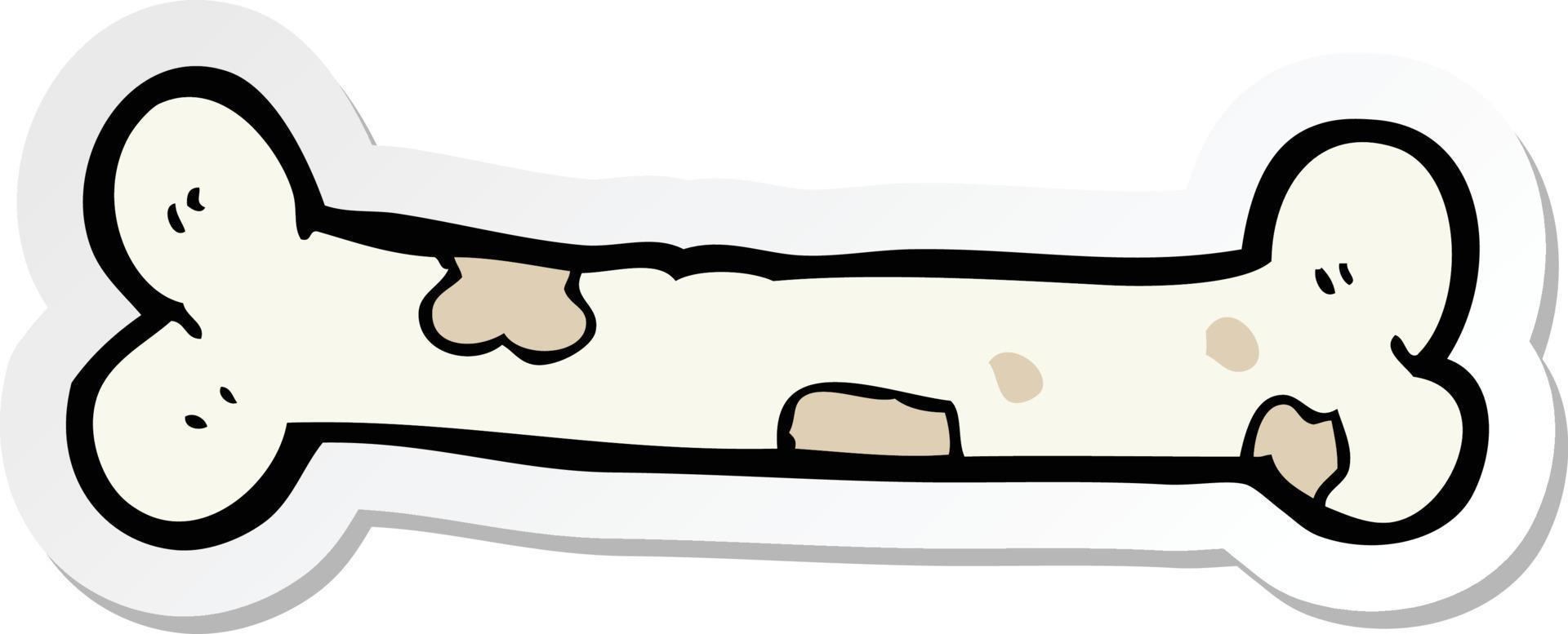 sticker of a cartoon bone vector