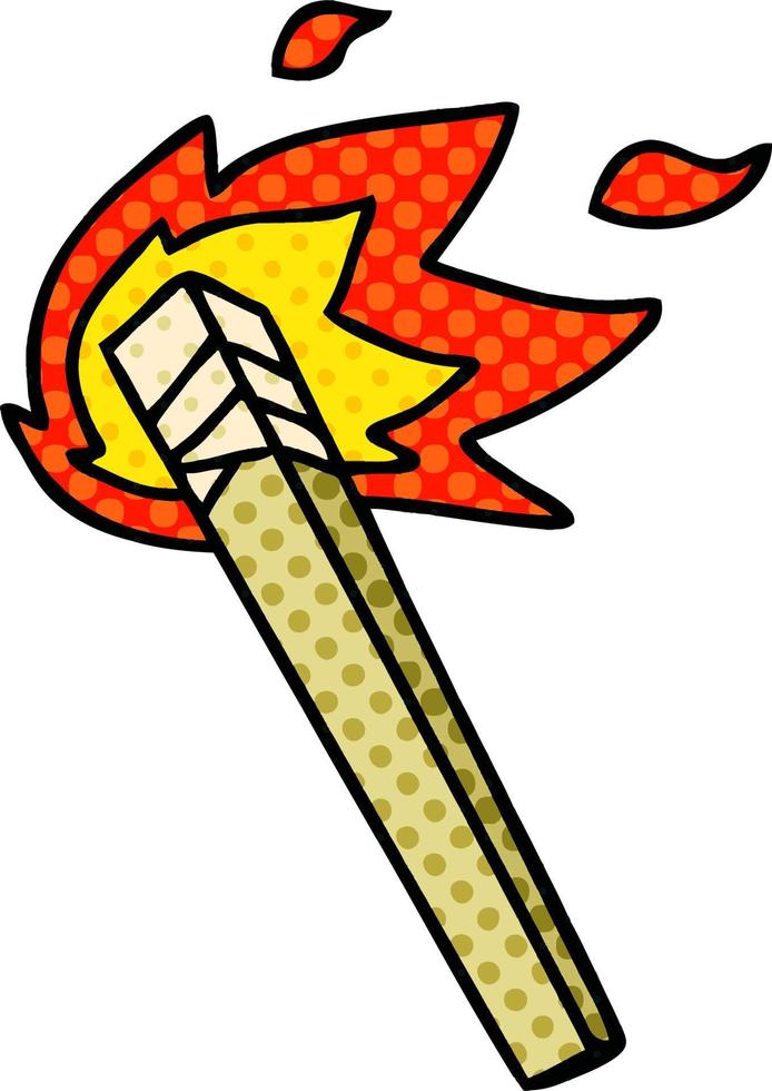 quirky comic book style cartoon lit torch vector